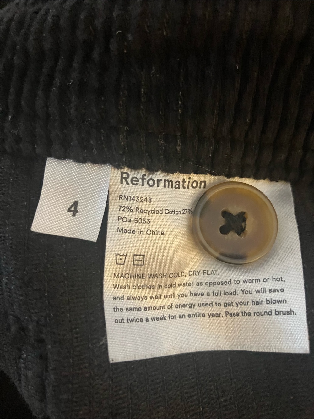 Reformation Womens Cassidy Black Corduroy Overalls Size 4 New Without Tags. - Picture 4 of 6